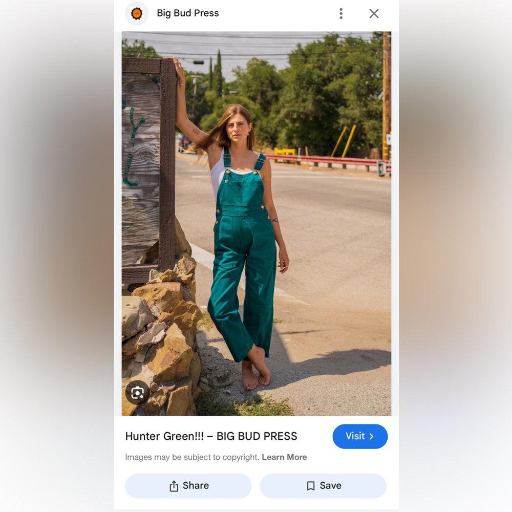 Big Bud Press Hunter Green Cotton Overalls